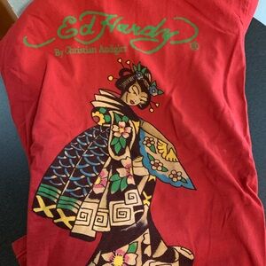 Vintage Christian Audigier Red Graphic Tee